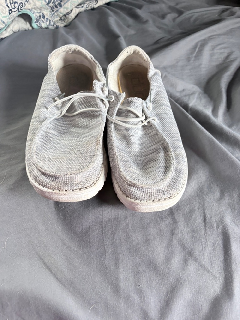 Hey Dude Women's Slip-On Knit Loafers in Light Gray